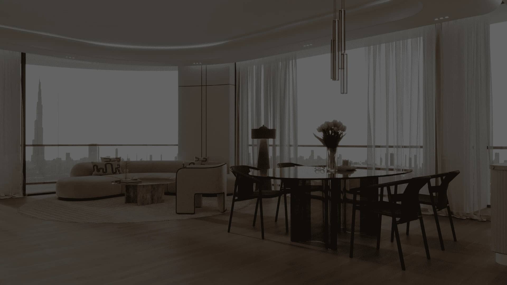 A furnished Dubai apartment with a view of Burj Khalifa, ready for a new tenant