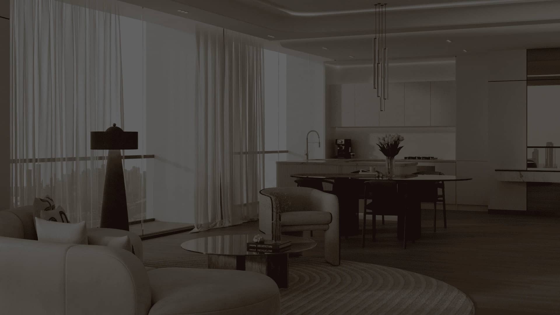 A furnished living room in a Dubai apartment, ready to be shown to buyers