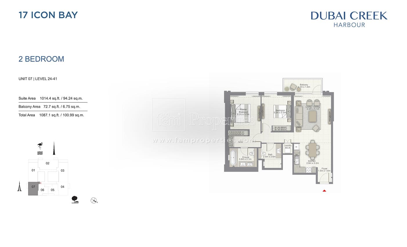 17 Icon Bay, 2-Bed Floor Plan, type: 2 Bedroom