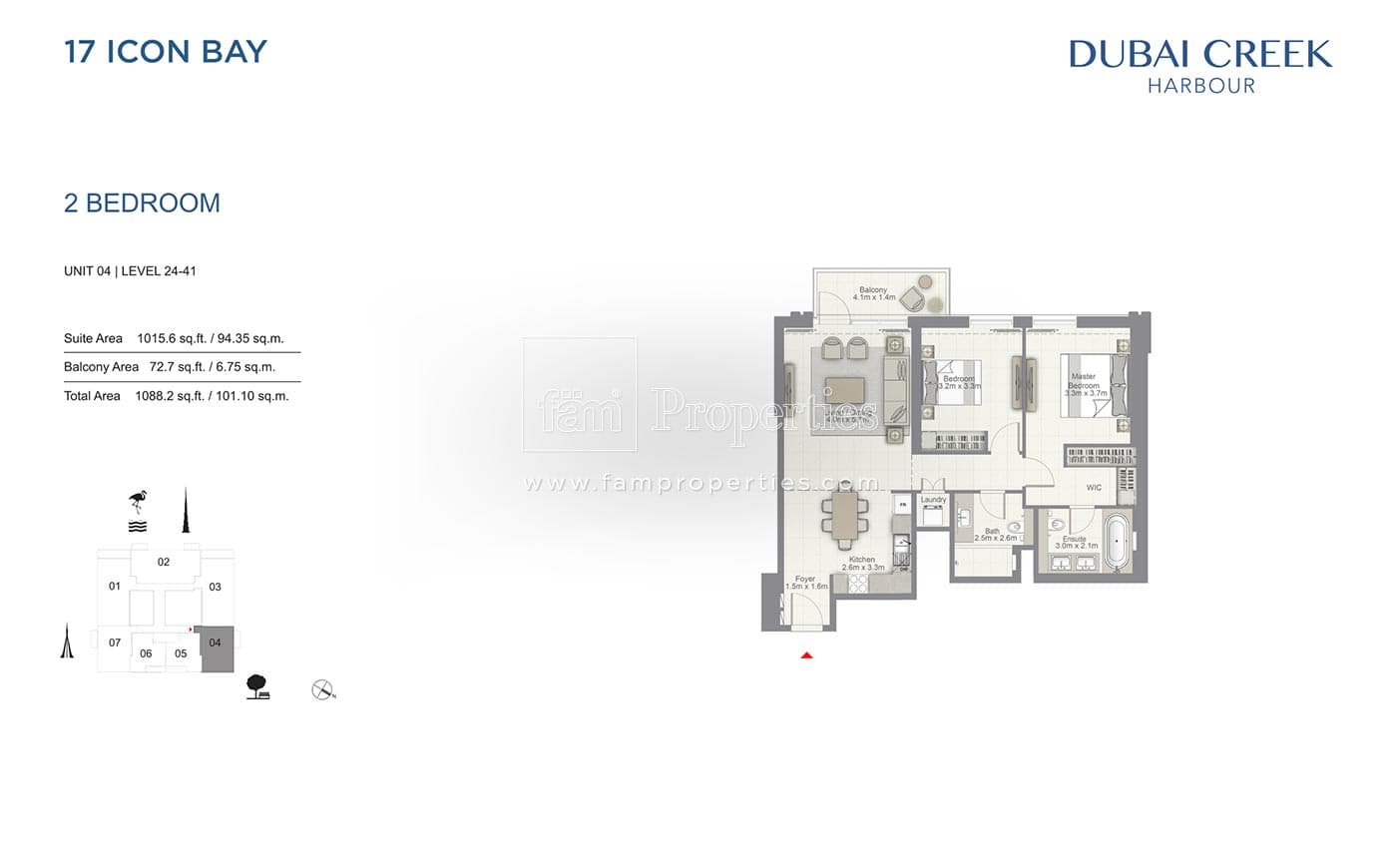 17 Icon Bay, 2-Bed Floor Plan, type: 2 Bedroom