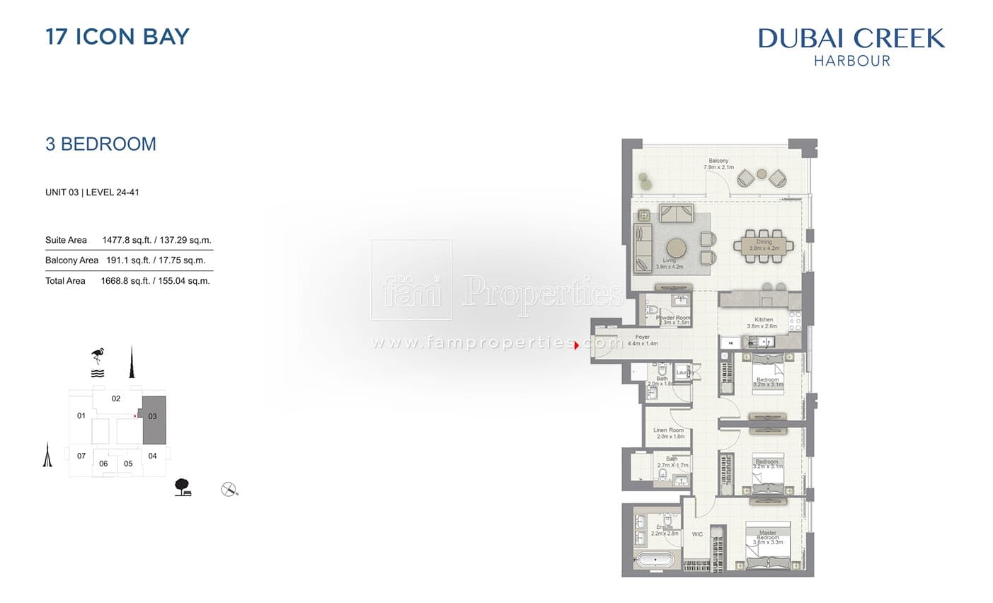 17 Icon Bay, 3-Bed Floor Plan, type: 3 Bedroom