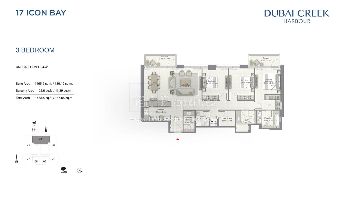 17 Icon Bay, 3-Bed Floor Plan, type: 3 Bedroom