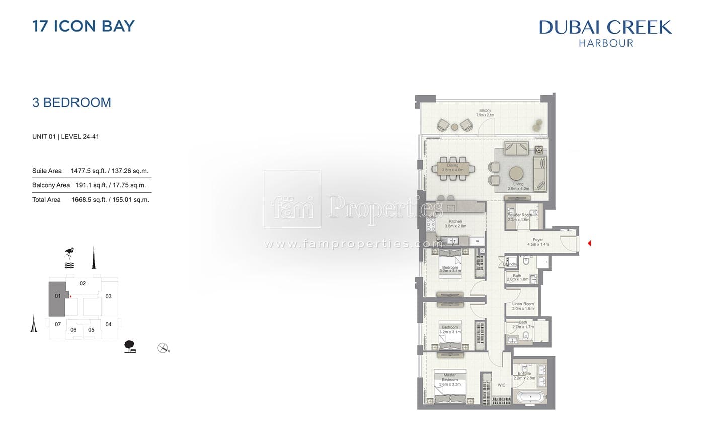 17 Icon Bay, 3-Bed Floor Plan, type: 3 Bedroom