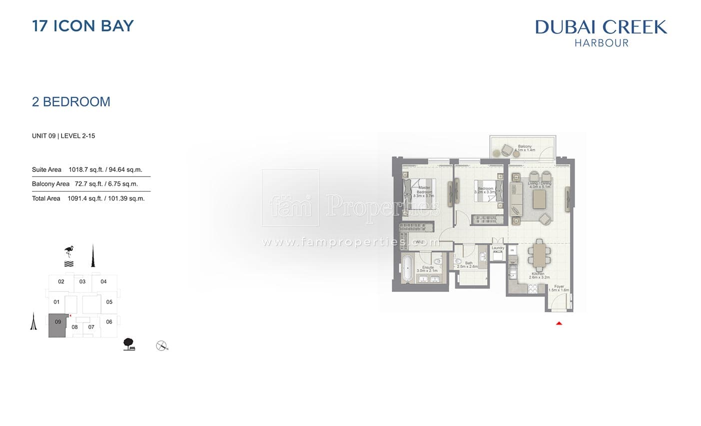 17 Icon Bay, 2-Bed Floor Plan, type: 2 Bedroom