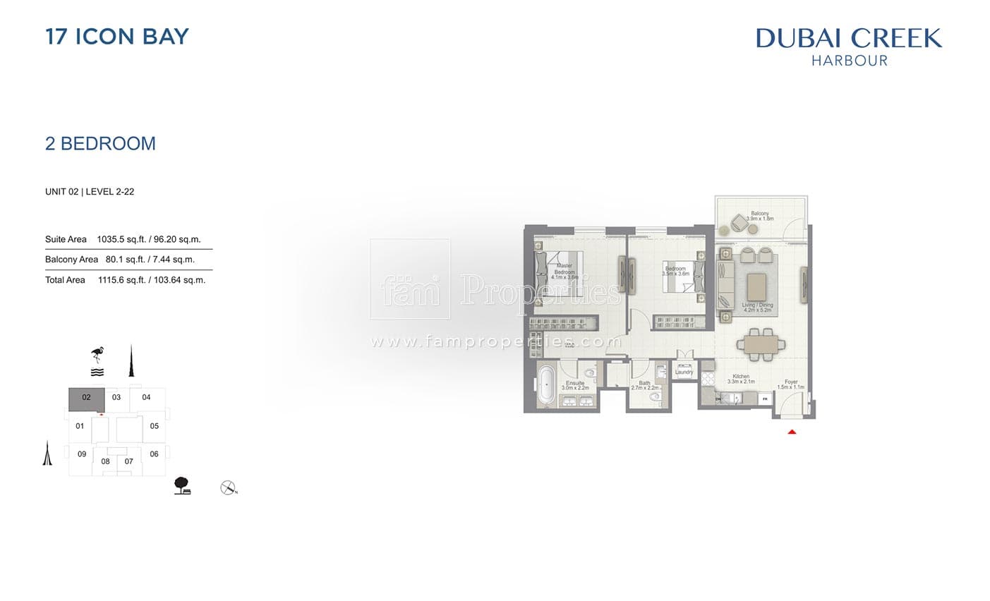17 Icon Bay, 2-Bed Floor Plan, type: 2 Bedroom