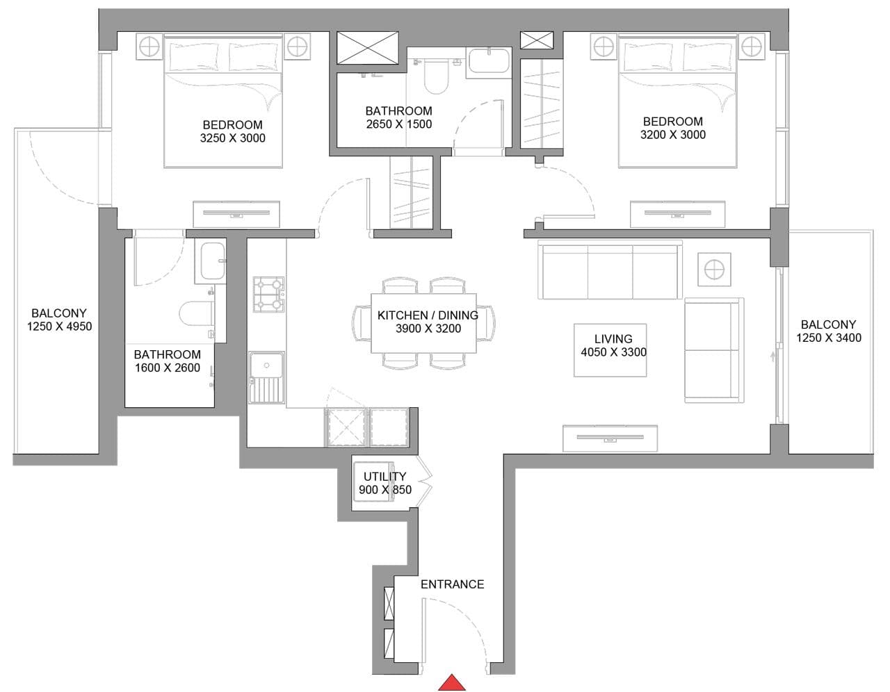 320 Riverside Crescent, 2-Bed Floor Plan, type: