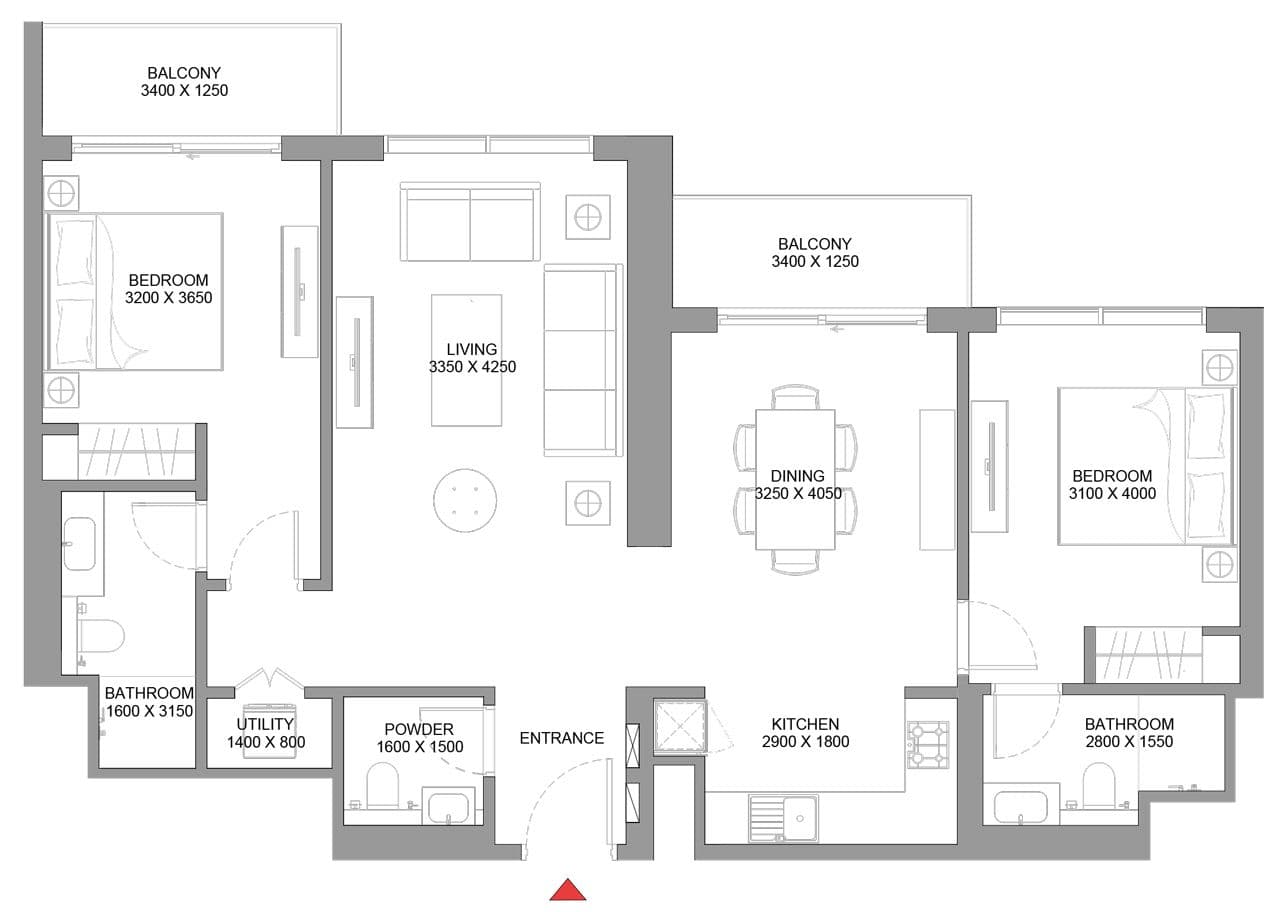 320 Riverside Crescent, 2-Bed Floor Plan, type:
