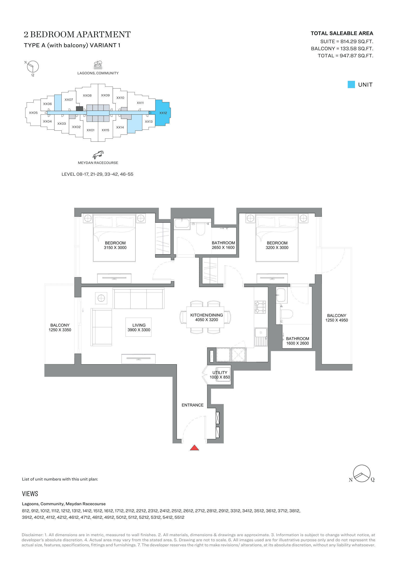 340 Riverside Crescent, 2-Bed Floor Plan, type: