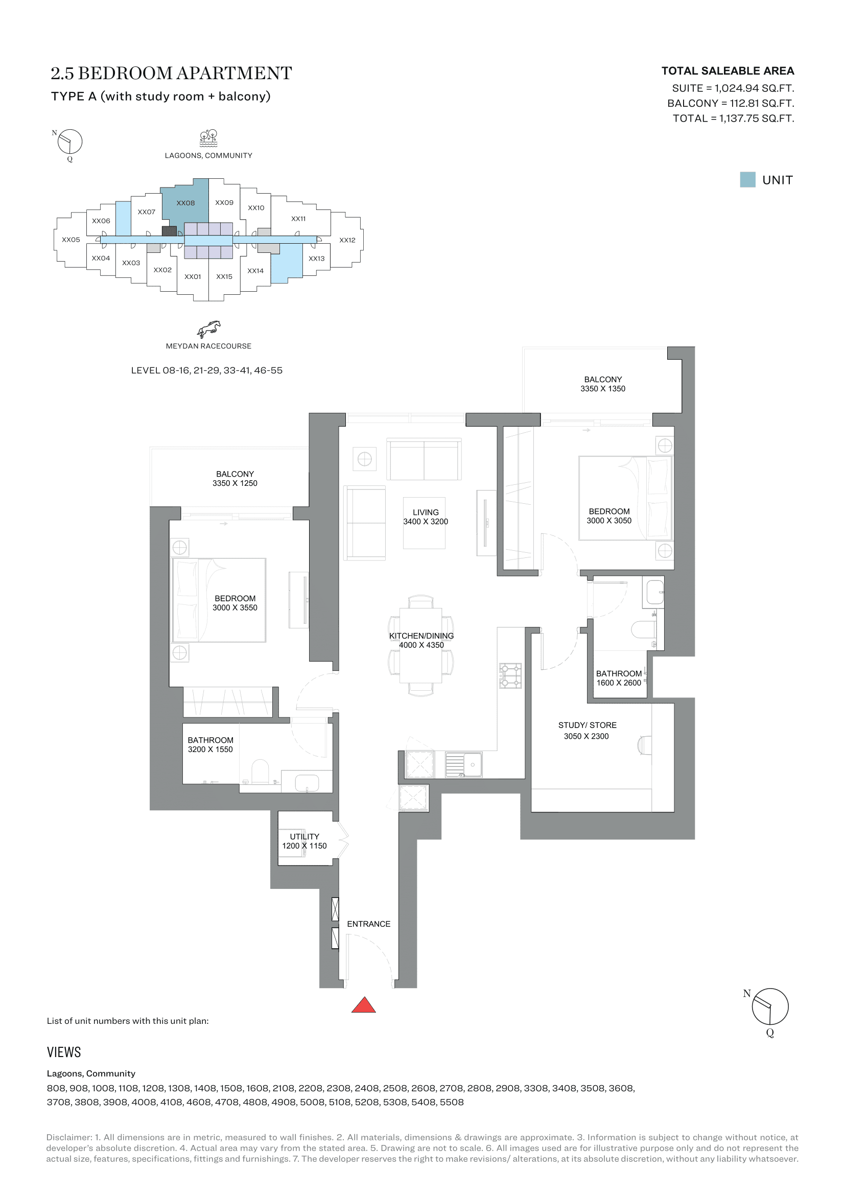 340 Riverside Crescent, 2-Bed Floor Plan, type: