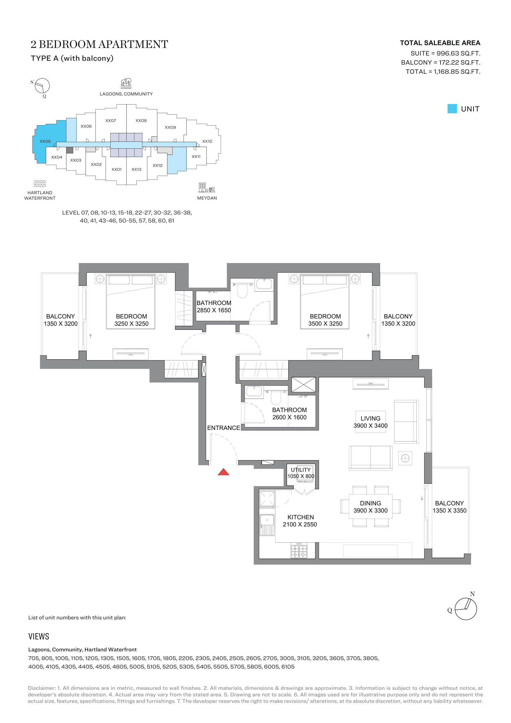350 Riverside Crescent, 2-Bed Floor Plan, type: