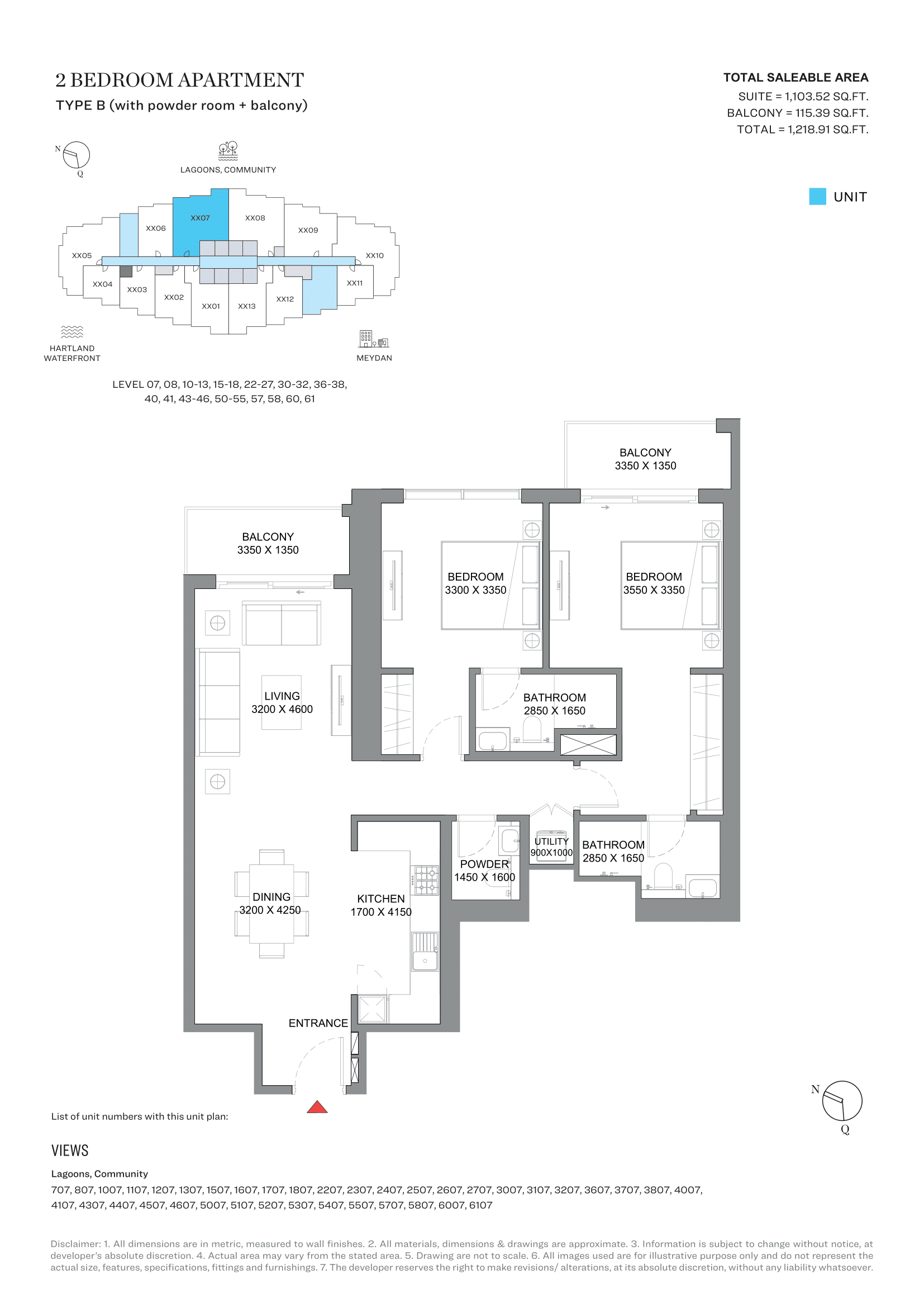 350 Riverside Crescent, 2-Bed Floor Plan, type: