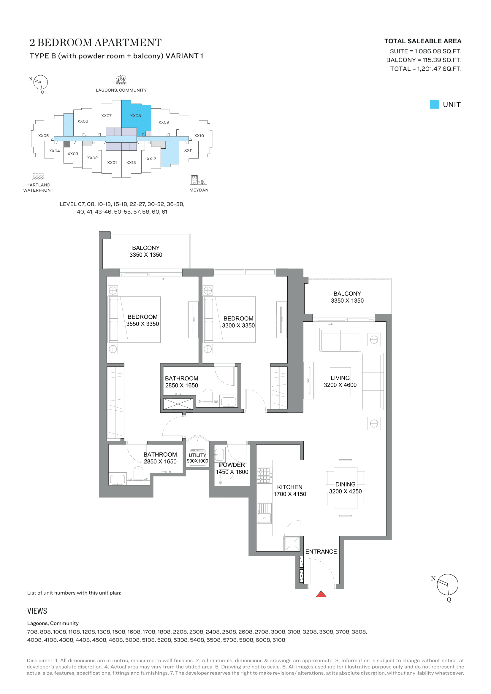 350 Riverside Crescent, 2-Bed Floor Plan, type: