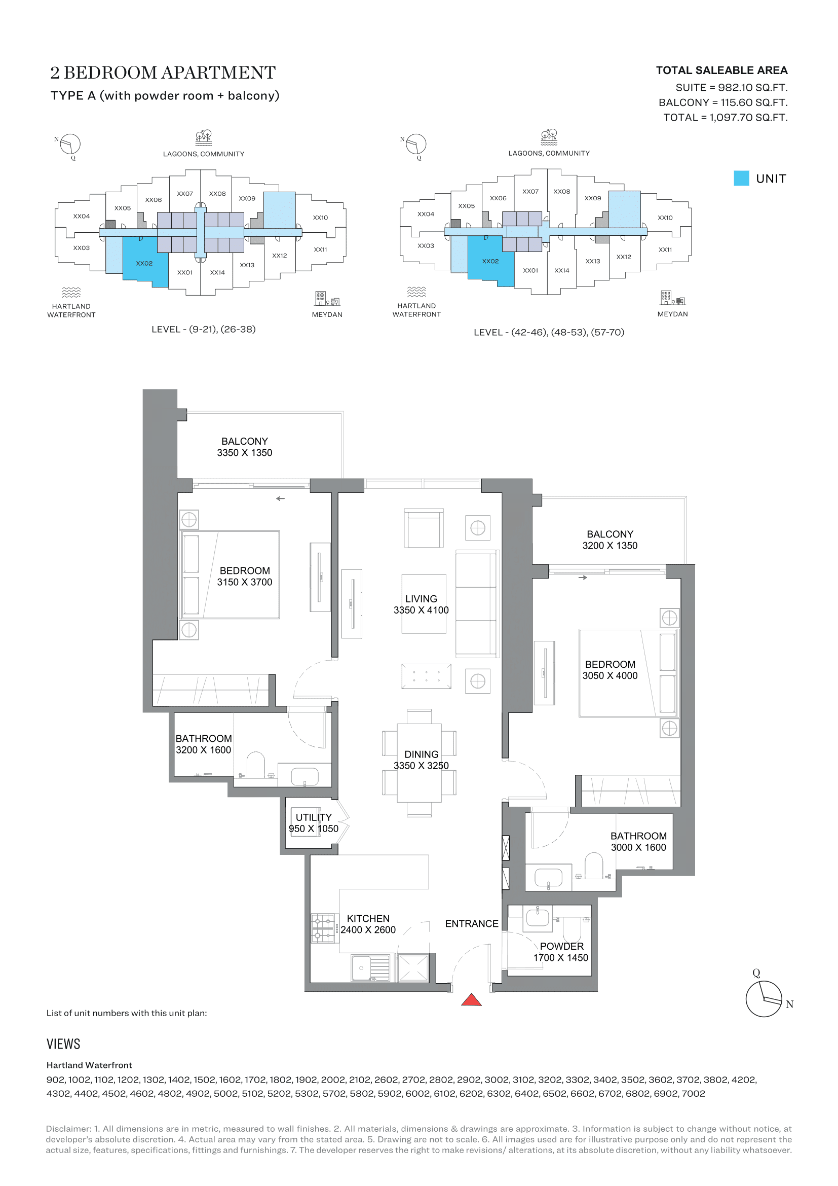 360 Riverside Crescent, 2-Bed Floor Plan, type: