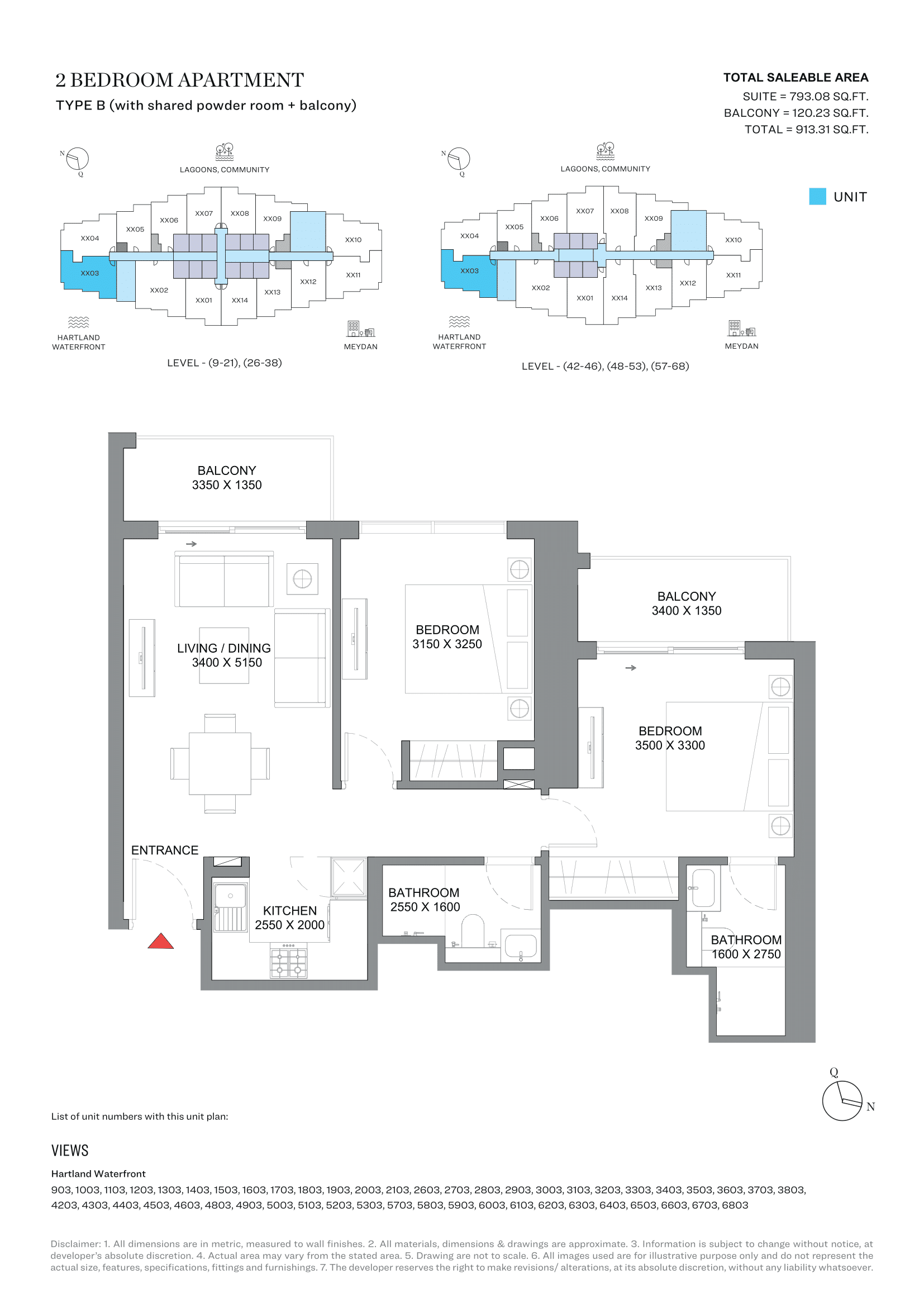 360 Riverside Crescent, 2-Bed Floor Plan, type: