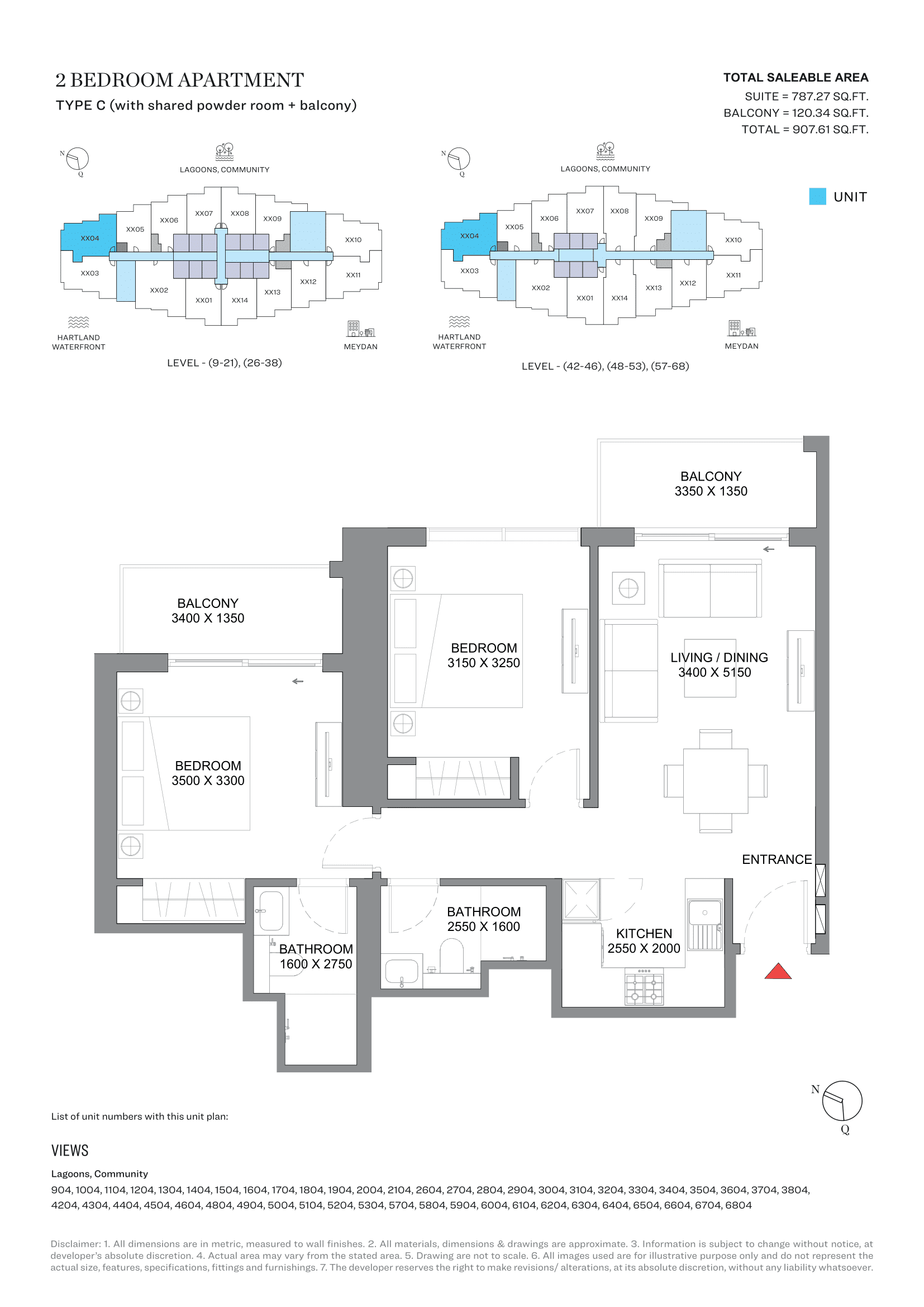 360 Riverside Crescent, 2-Bed Floor Plan, type: