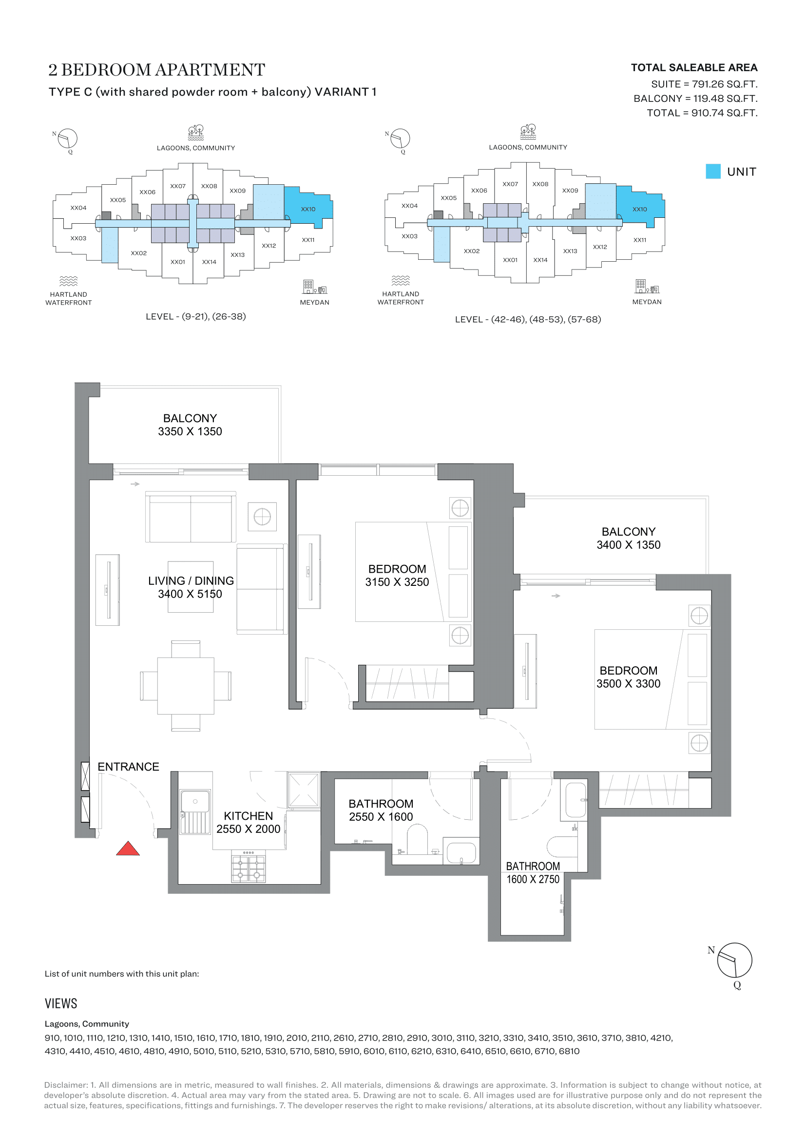 360 Riverside Crescent, 2-Bed Floor Plan, type: