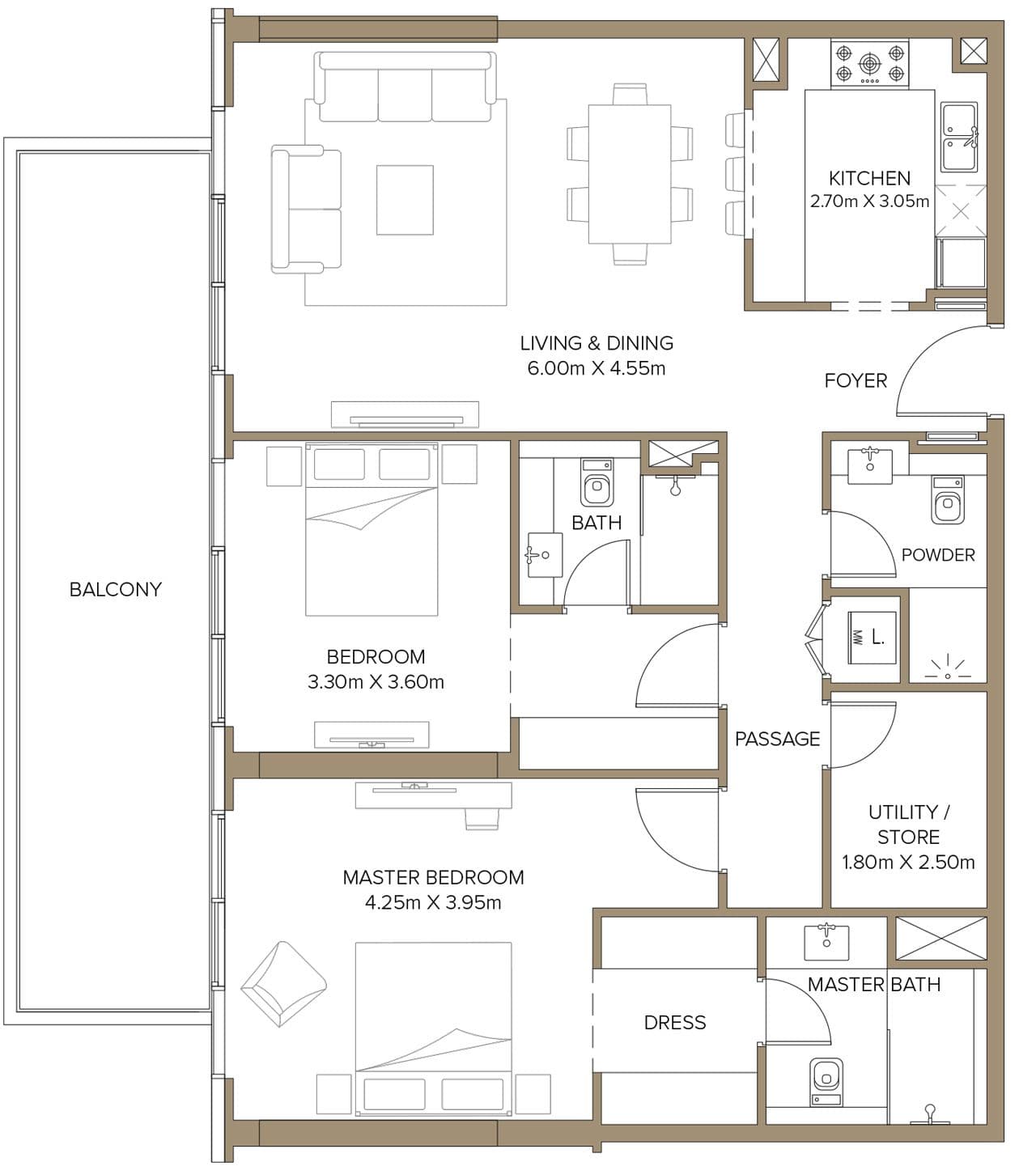 399 Hills Park A, 2-Bed Floor Plan, type: