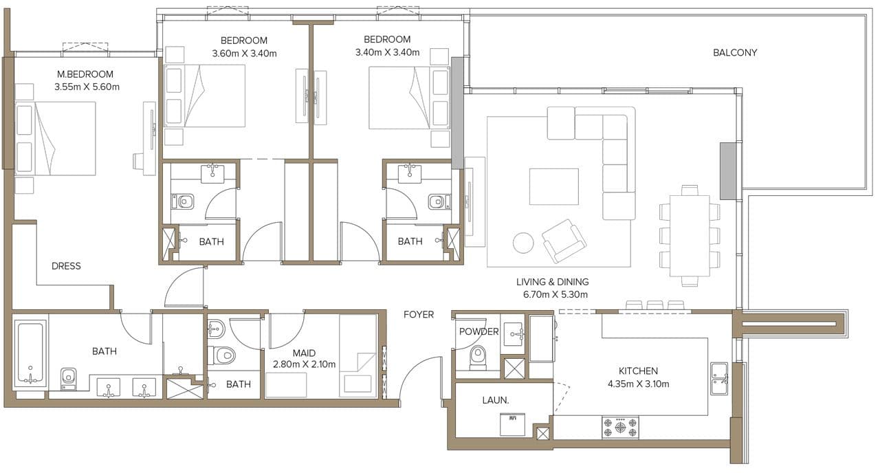 399 Hills Park A, 3-Bed Floor Plan, type:
