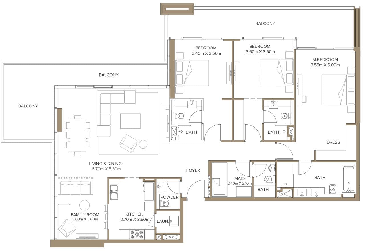399 Hills Park A, 3-Bed Floor Plan, type: