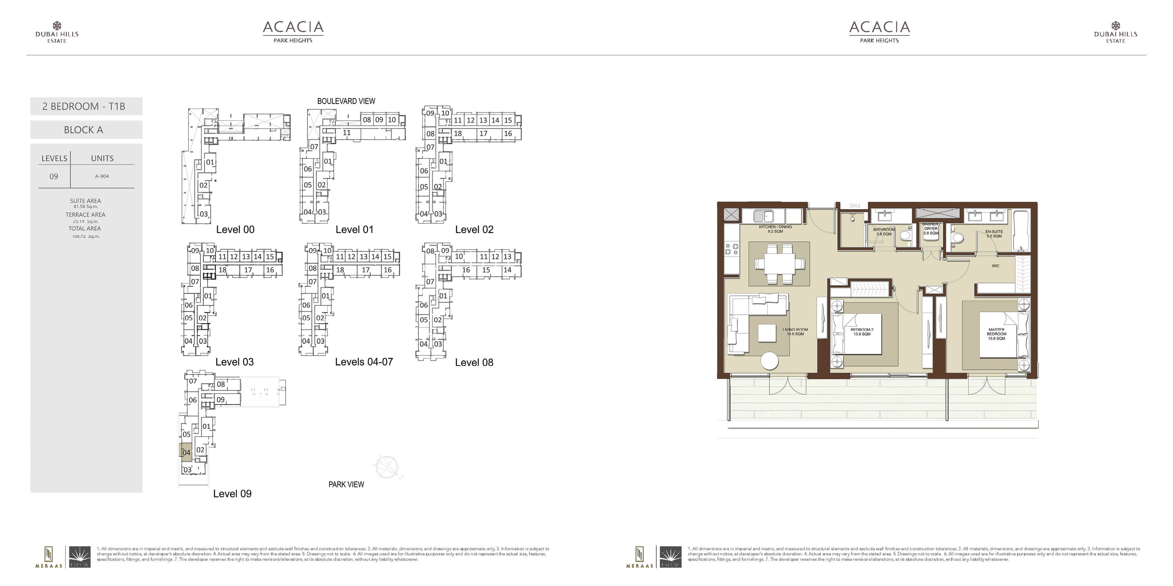 Acacia at Park Heights, 2-Bed Floor Plan, type: 2 BD T1B