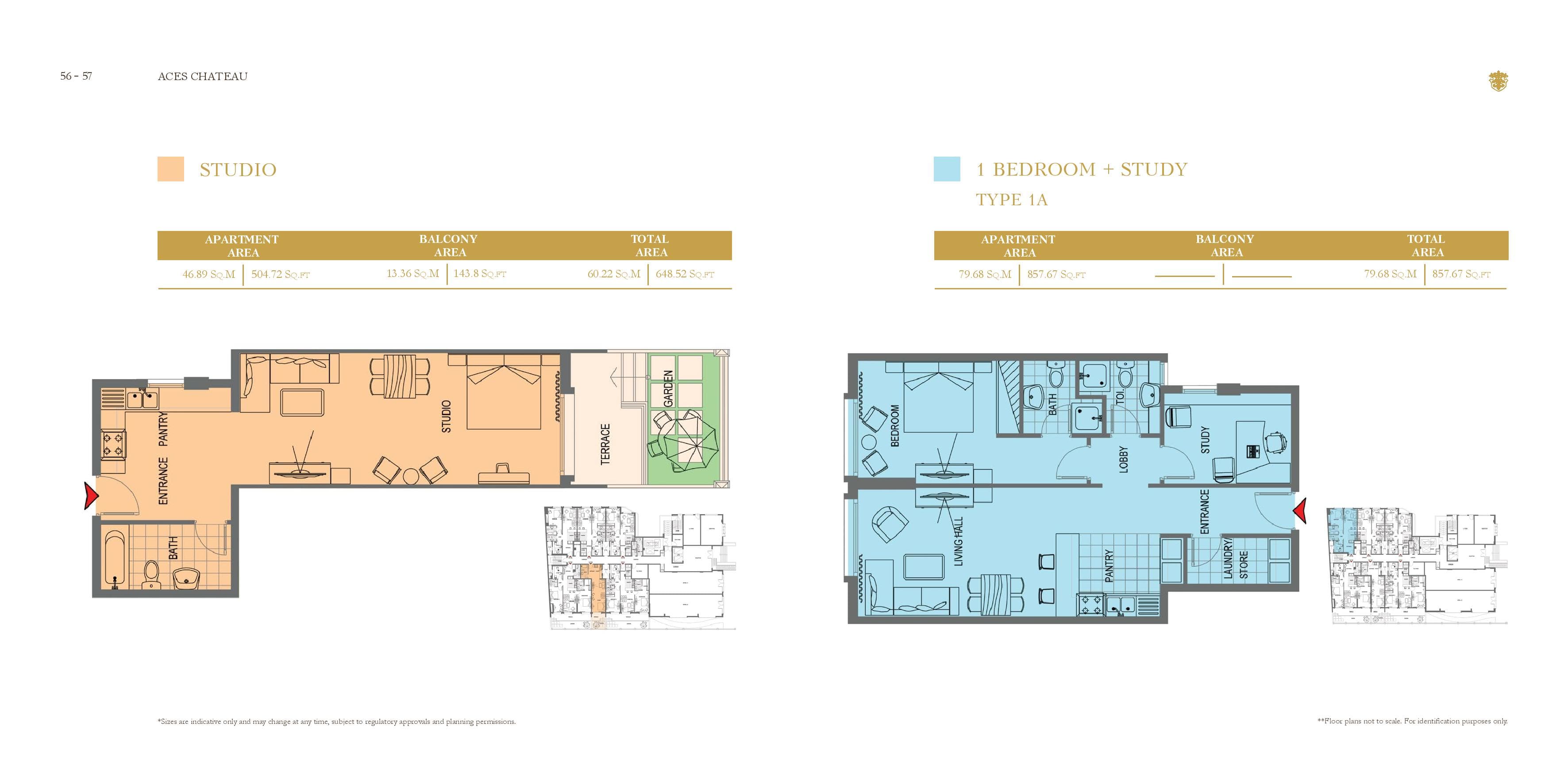 Aces Chateau, 0-Bed Floor Plan, type: Studio