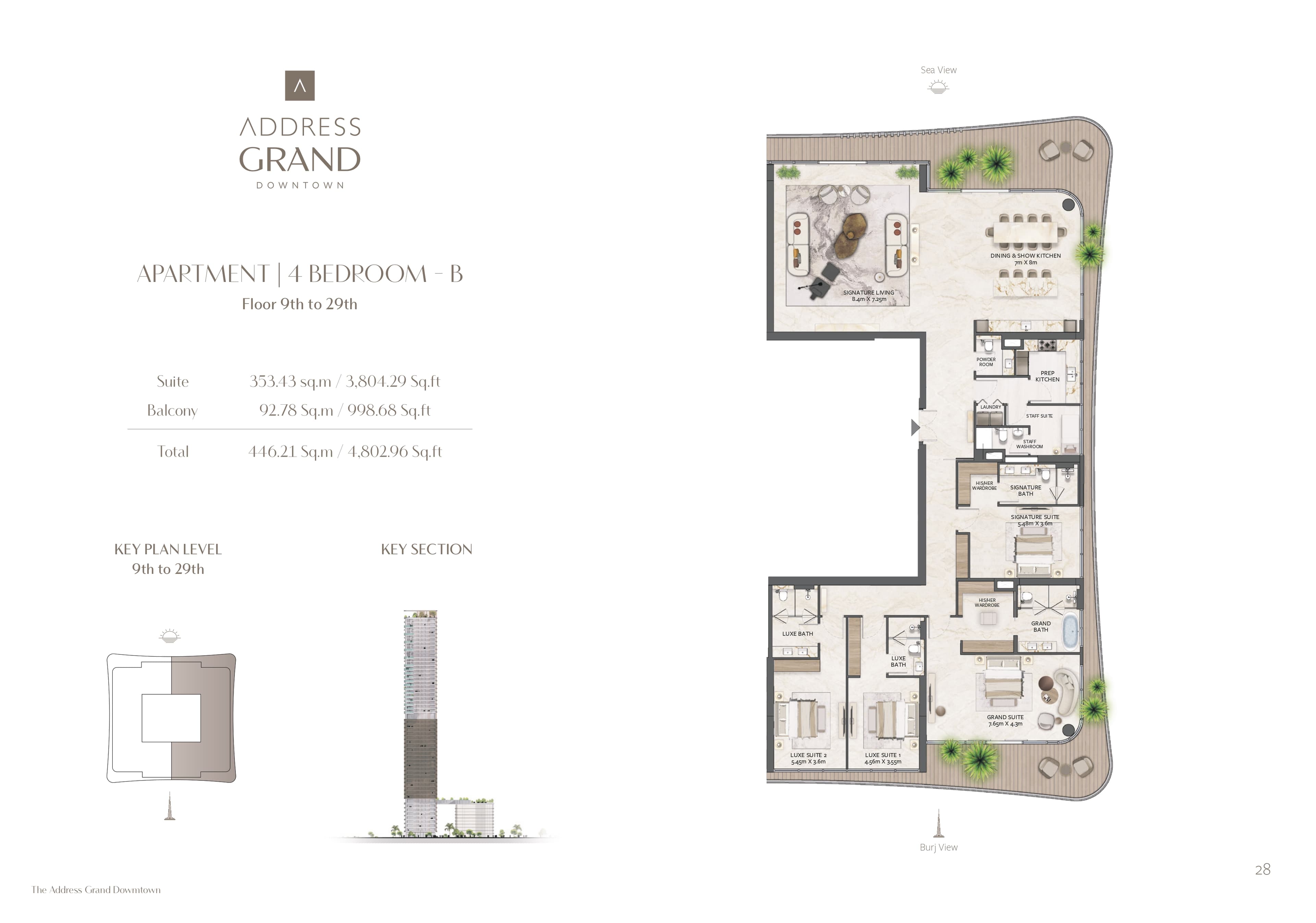 Address Grand Downtown, 4-Bed Floor Plan, type: 4 Bedroom