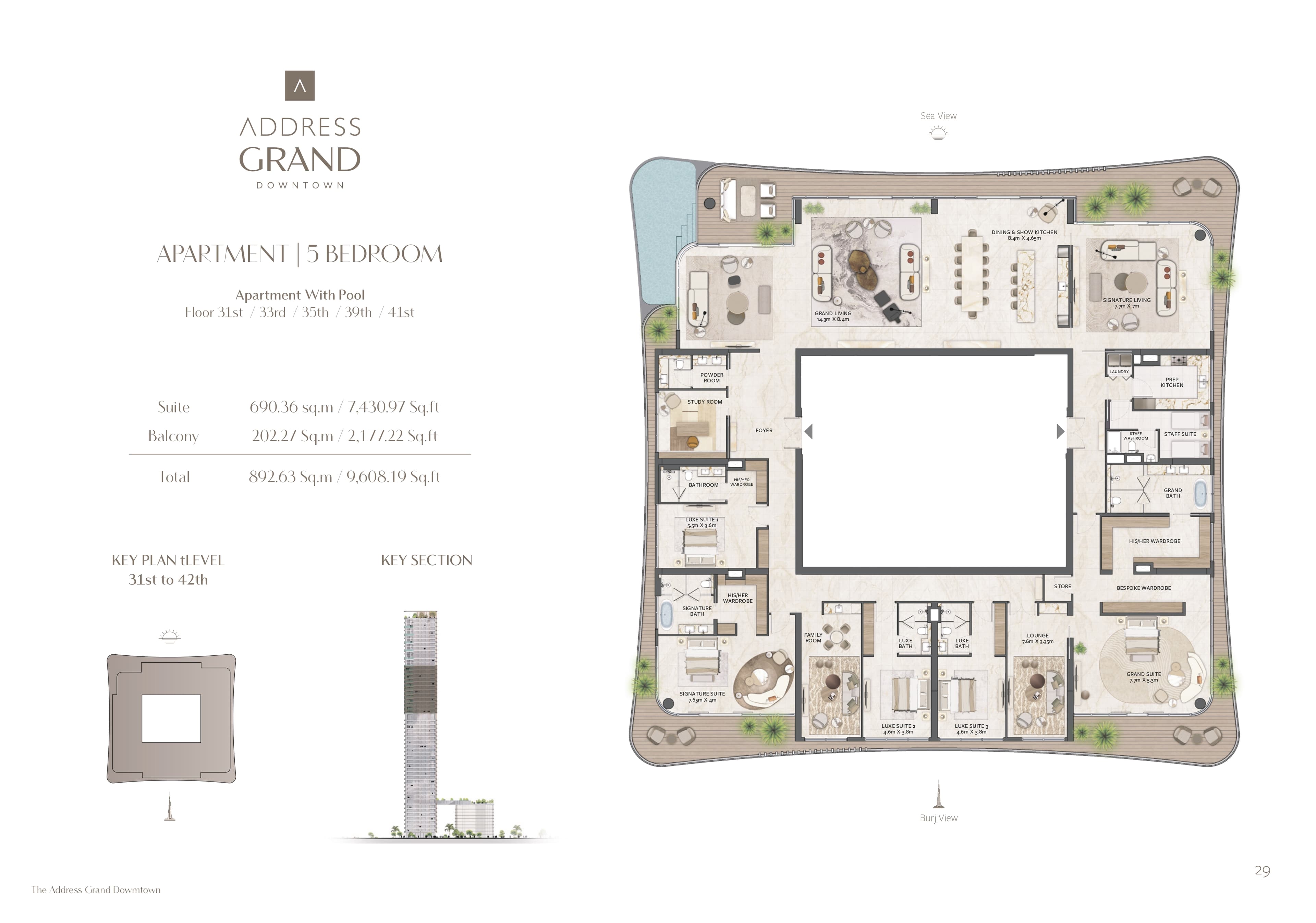 Address Grand Downtown, 5-Bed Floor Plan, type: 5 Bedroom