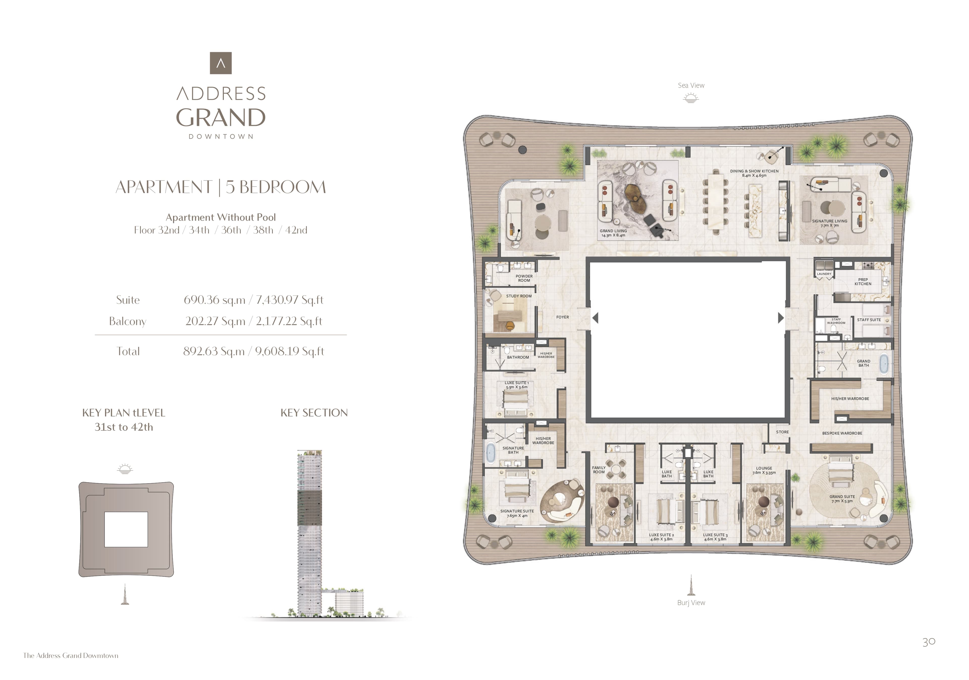Address Grand Downtown, 5-Bed Floor Plan, type: 5 Bedroom