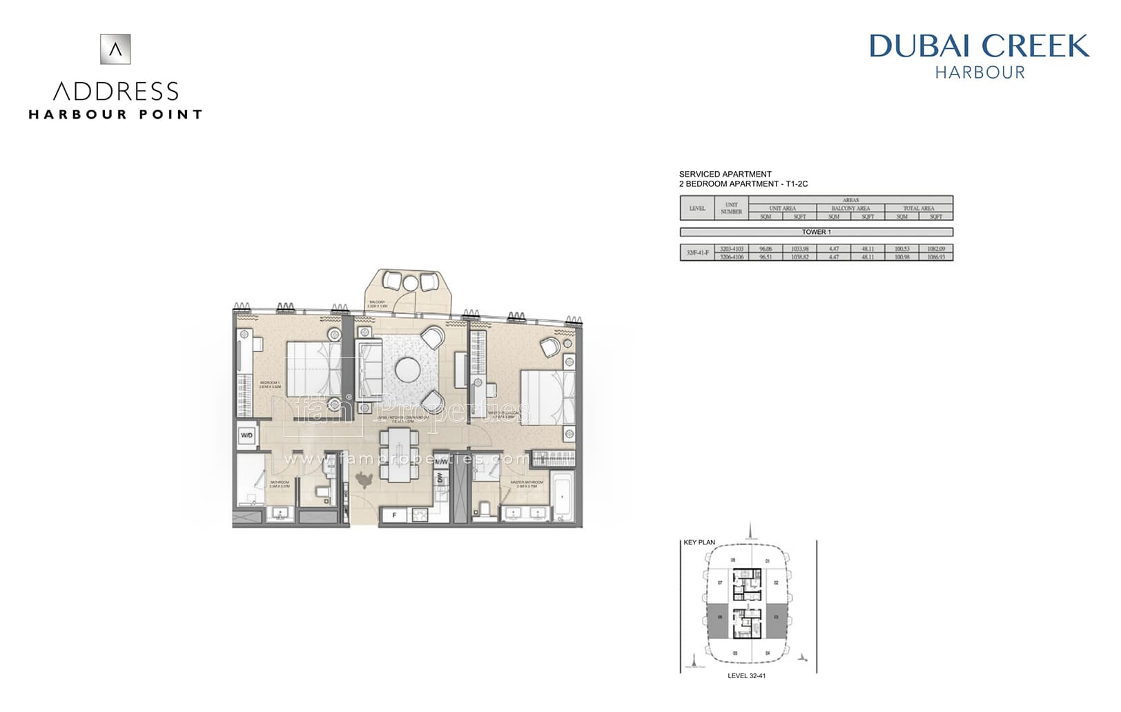 Address Harbour Point (not in use), 2-Bed Floor Plan, type: 2 bedroom apartment T1 2C