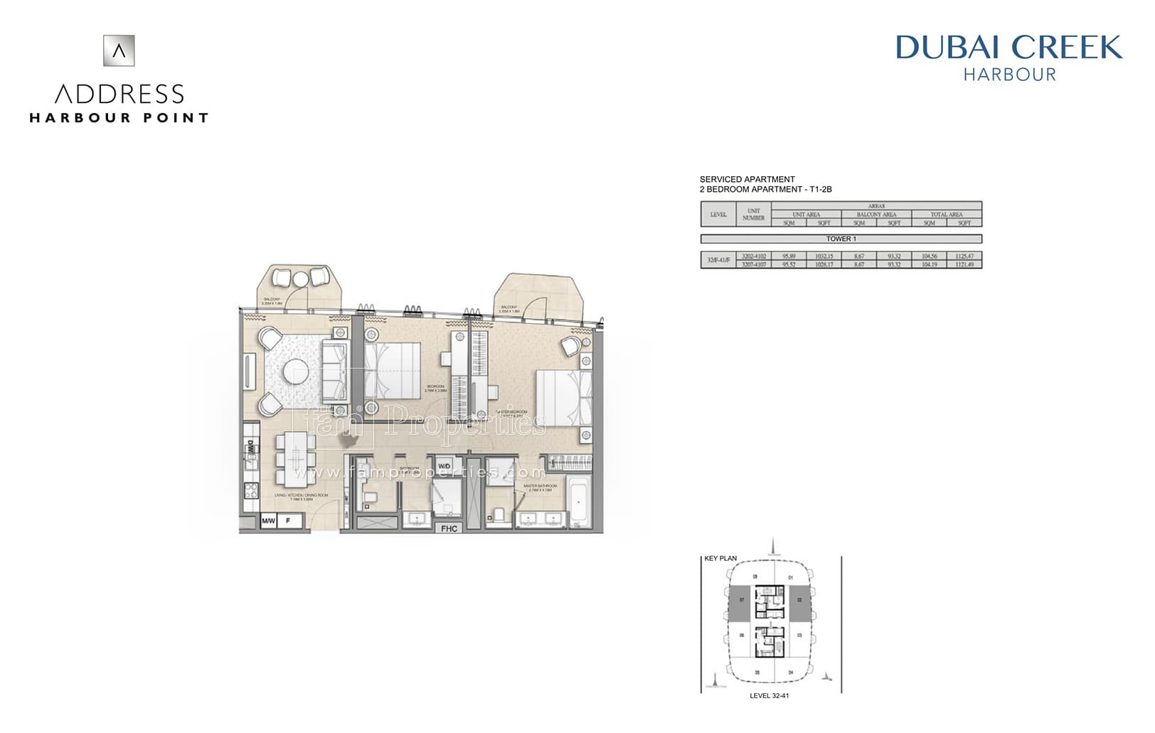 Address Harbour Point (not in use), 2-Bed Floor Plan, type: 2 Bedroom Apartment T1-2B