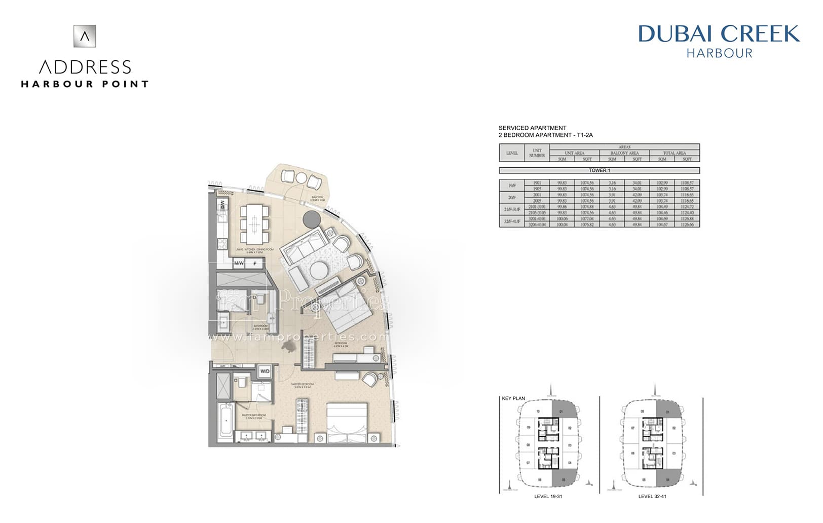 Address Harbour Point (not in use), 2-Bed Floor Plan, type: 2 Bedroom Apartment T1-2A