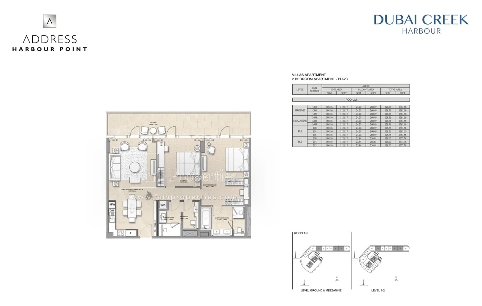 Address Harbour Point (not in use), 2-Bed Floor Plan, type: 2 Bedroom Apartment PD-2D