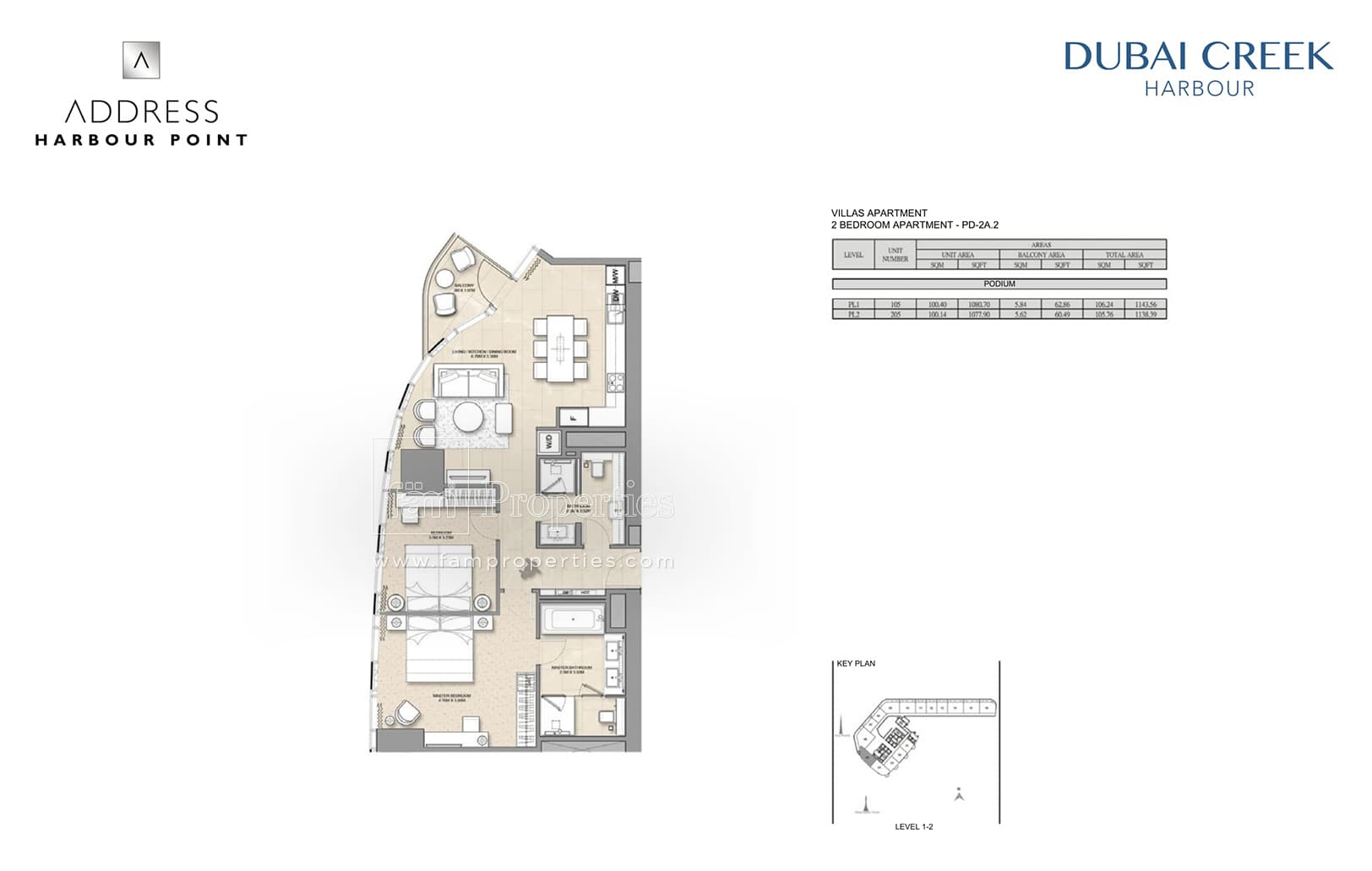 Address Harbour Point (not in use), 2-Bed Floor Plan, type: 2 Bedroom Apartment PD-2A.2