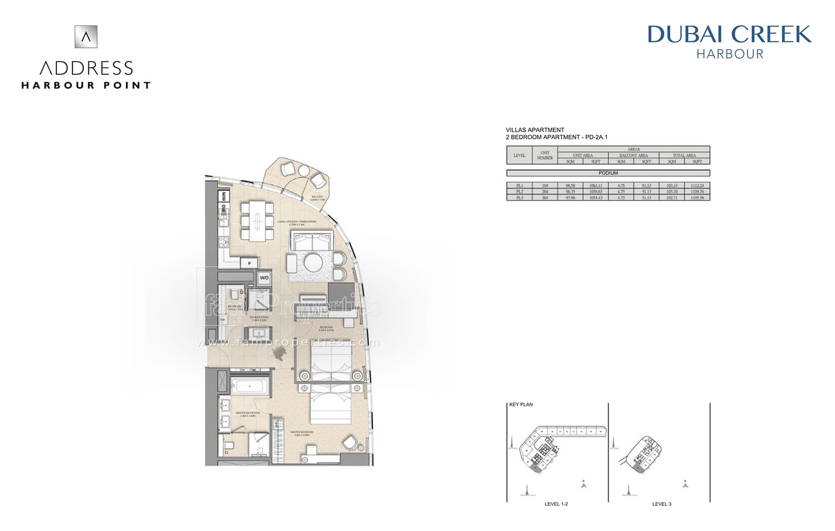 Address Harbour Point (not in use), 2-Bed Floor Plan, type: 2 Bedroom Apartment PD-2A.1