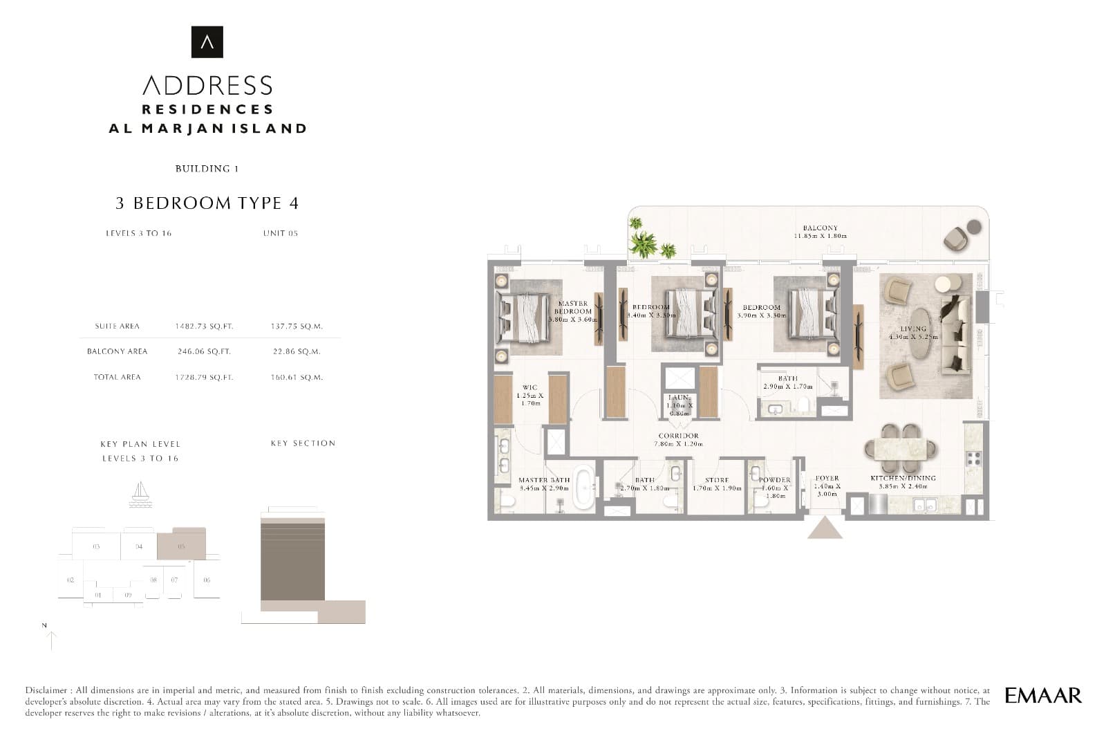 Address Residences, 3-Bed Floor Plan, type: