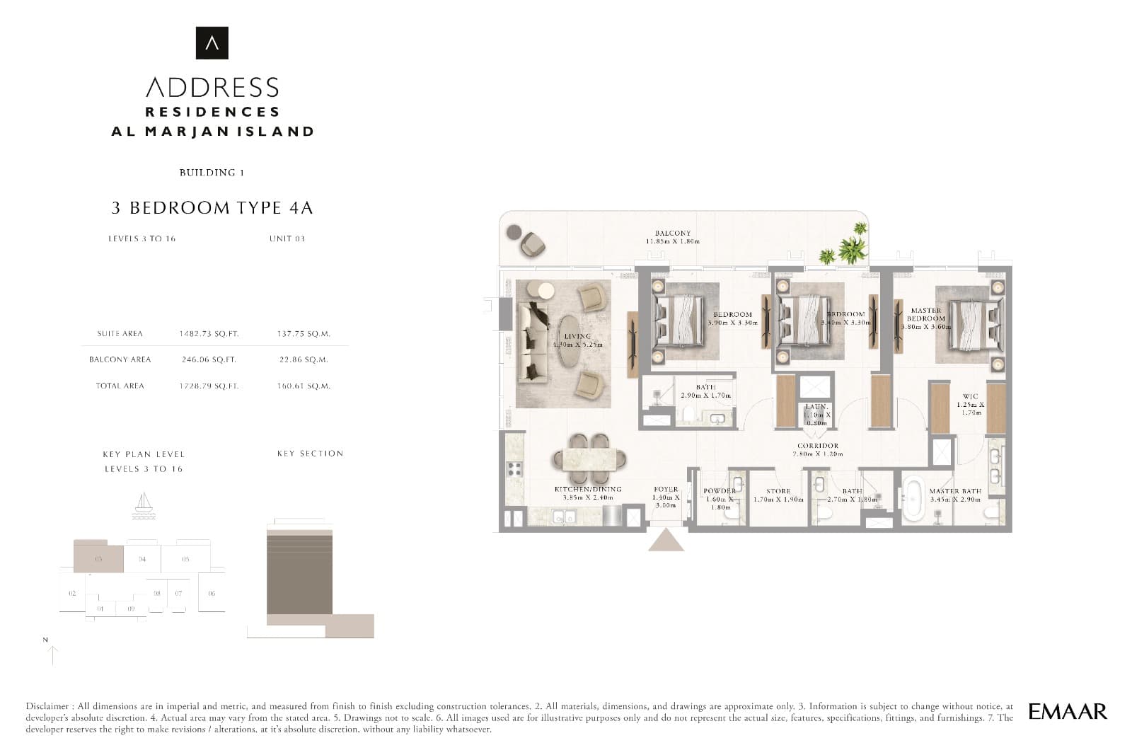 Address Residences, 3-Bed Floor Plan, type: