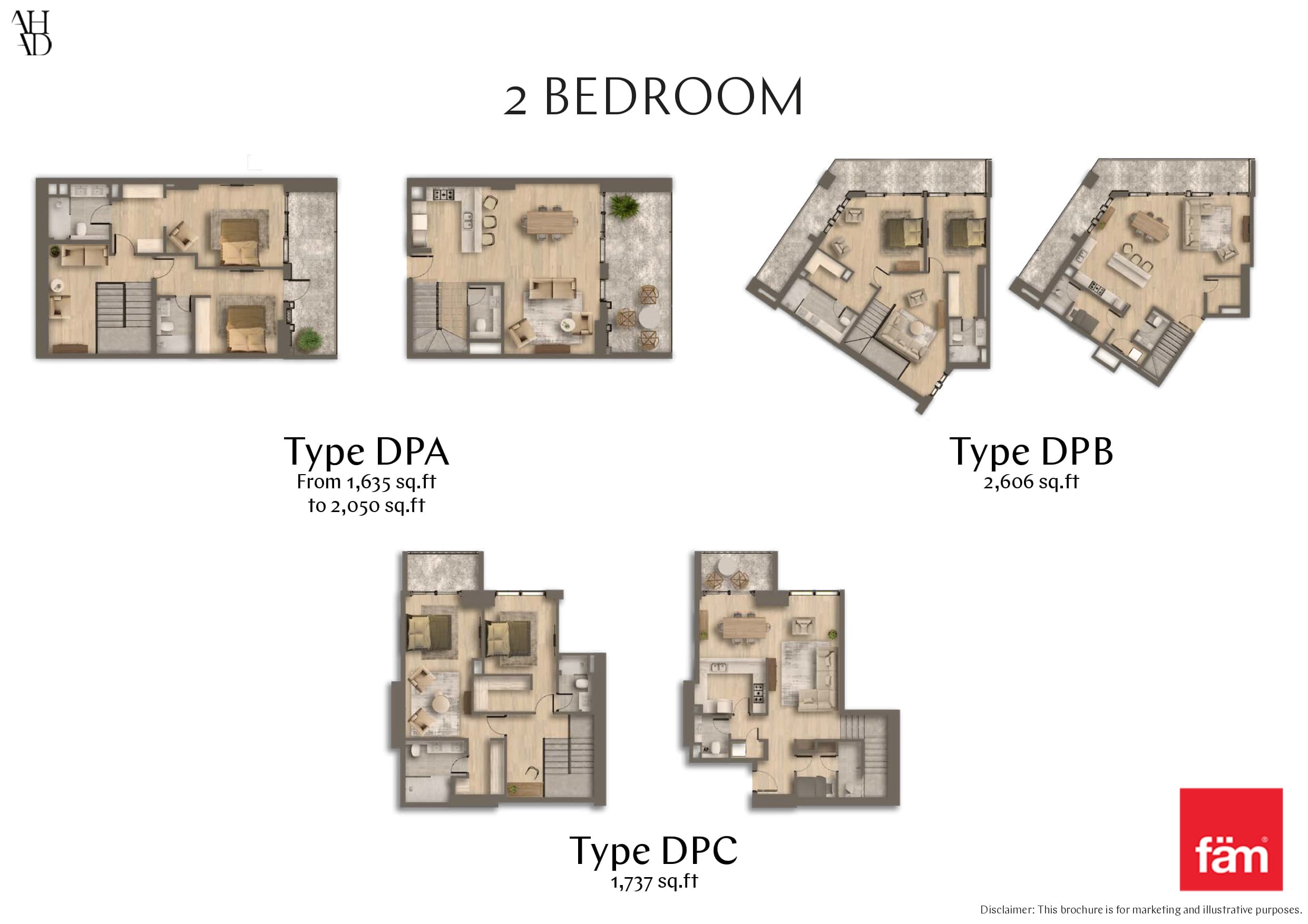 Ahad Residences, 2-Bed Floor Plan, type: 2 Bedroom