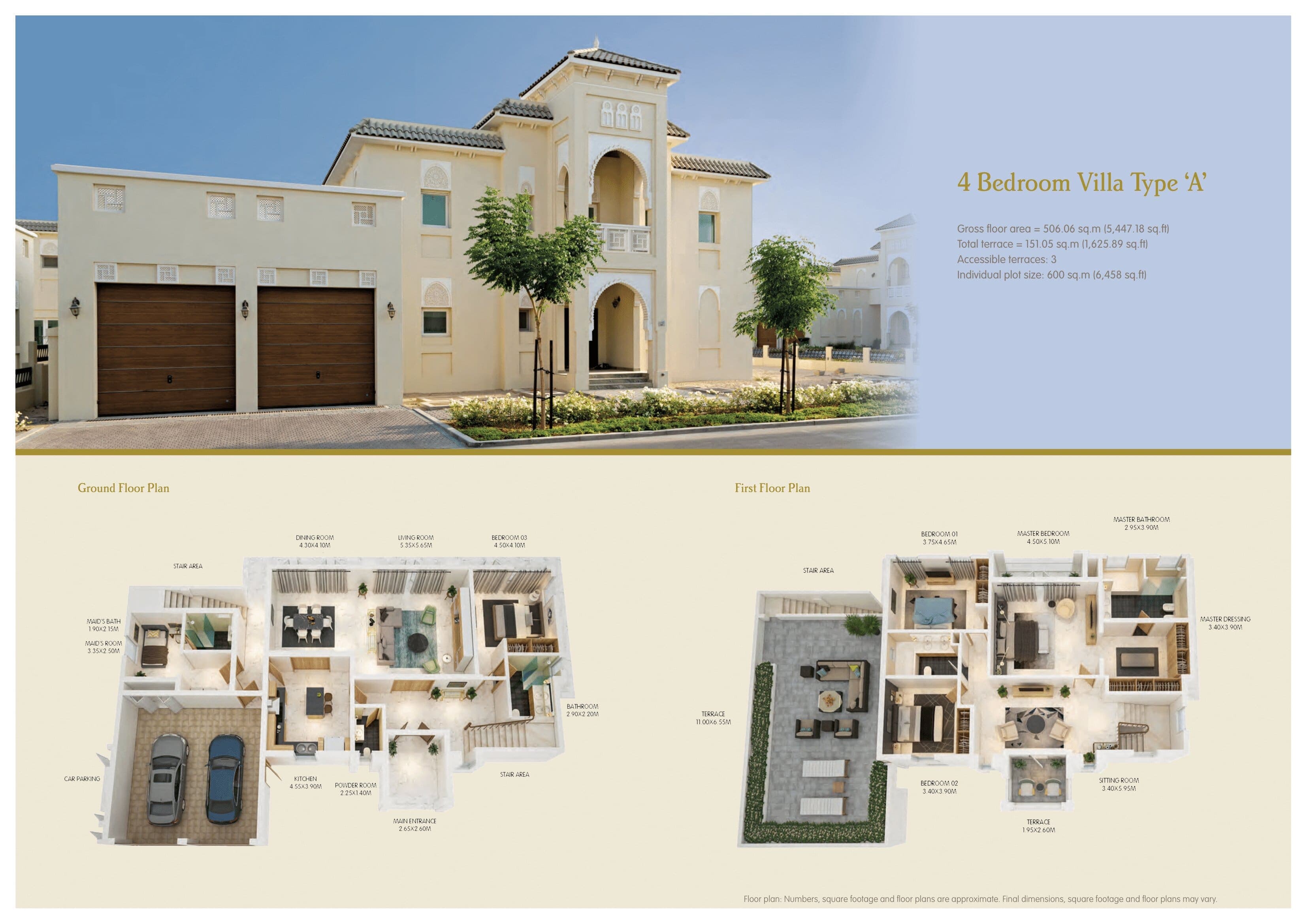 Al Furjan Villas, 4-Bed Floor Plan, type: 4-Bedroom Villa