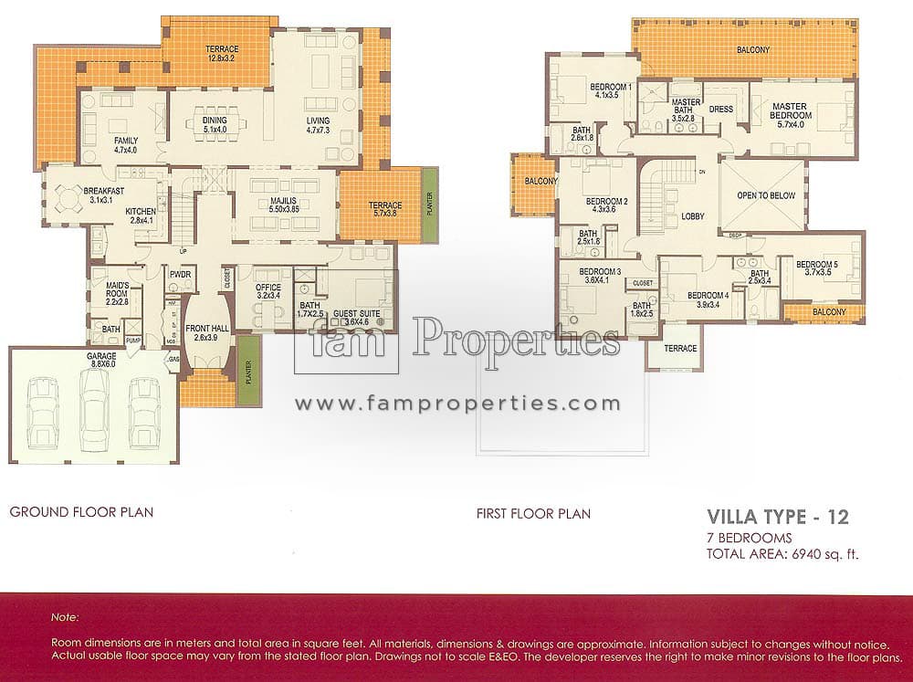 Al Mahra, 7-Bed Floor Plan, type: 7 Bedrooms Villa Type 12