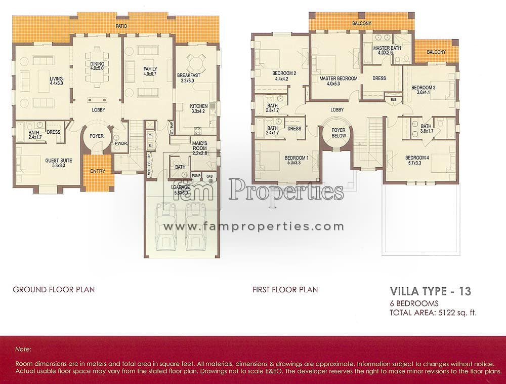 Al Mahra, 6-Bed Floor Plan, type: 6 Bedrooms Villa Type 13