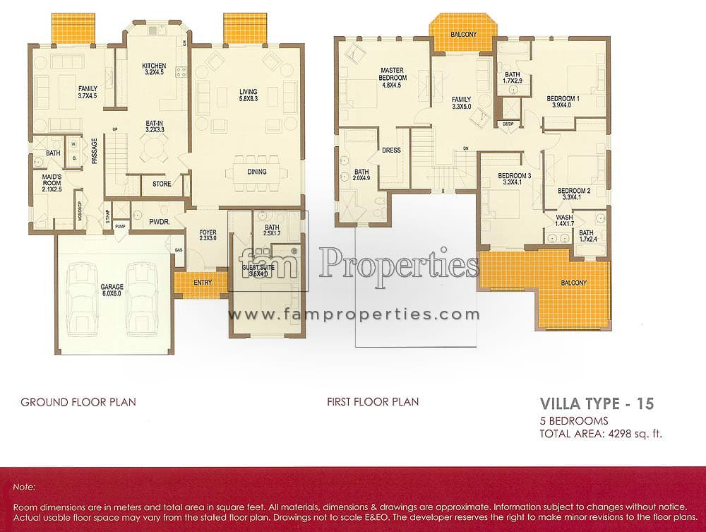 Al Mahra, 5-Bed Floor Plan, type: 5 Bedrooms Villa Type 15
