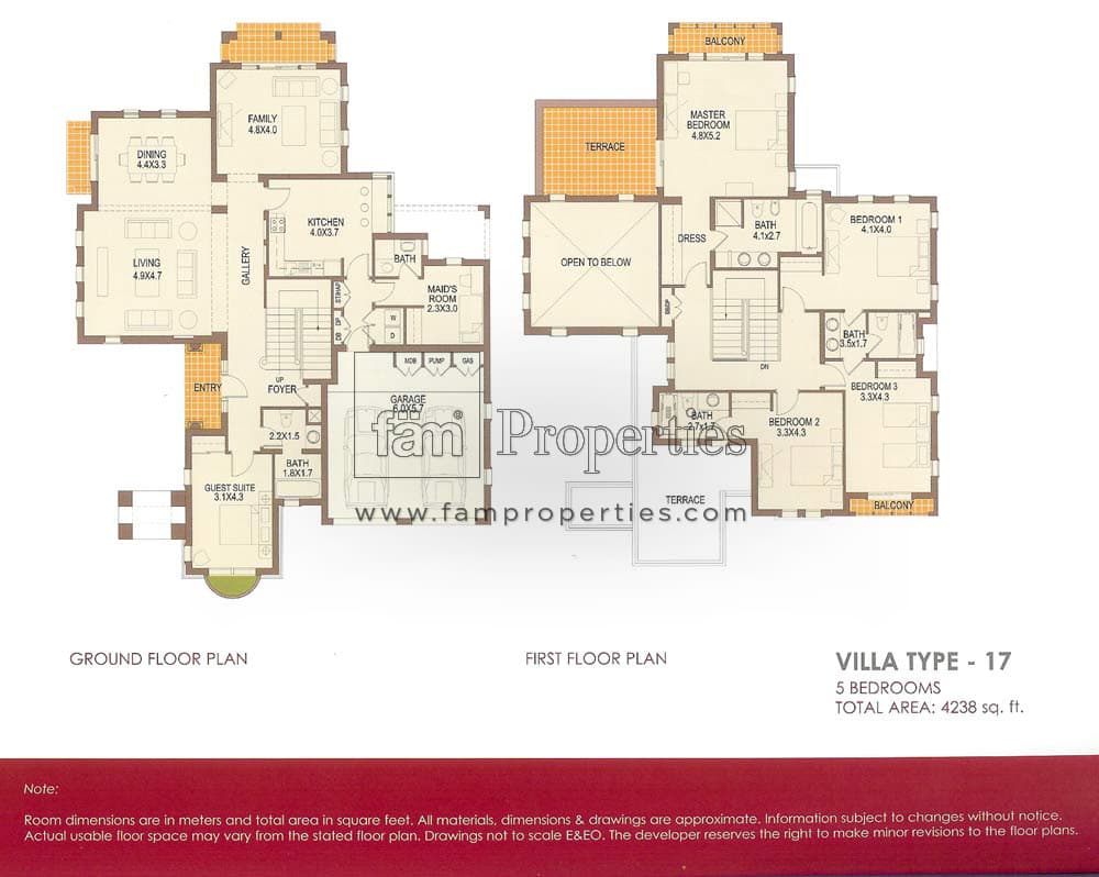 Al Mahra, 5-Bed Floor Plan, type: 5 Bedrooms Villa Type 17