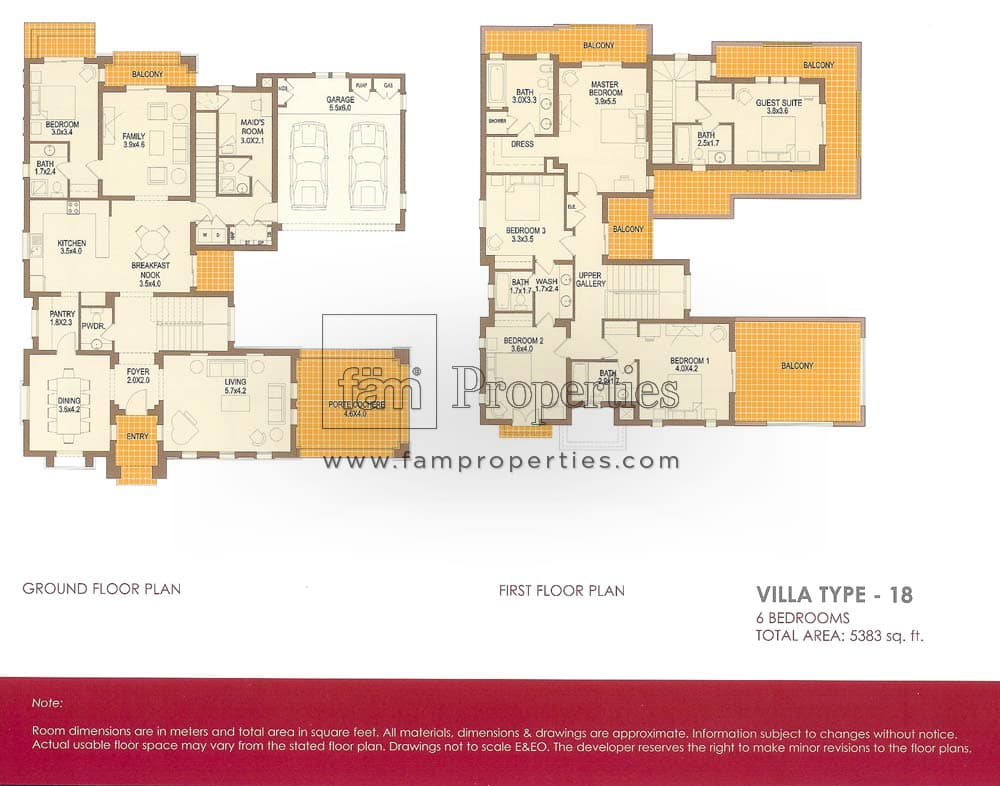 Al Mahra, 6-Bed Floor Plan, type: 6 Bedrooms Villa Type 18