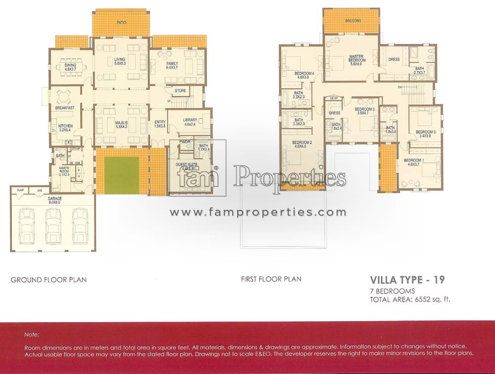 Al Mahra, 7-Bed Floor Plan, type: 7 Bedrooms Villa Type 19