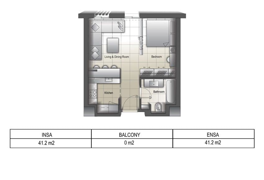 Al Mamsha, 0-Bed Floor Plan, type: Studio