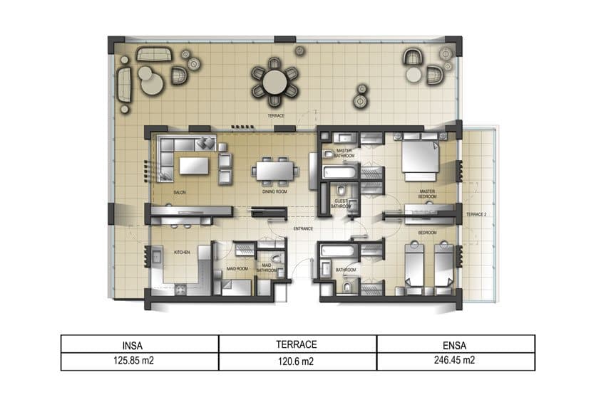 Al Mamsha, 2-Bed Floor Plan, type: 2 Bedroom