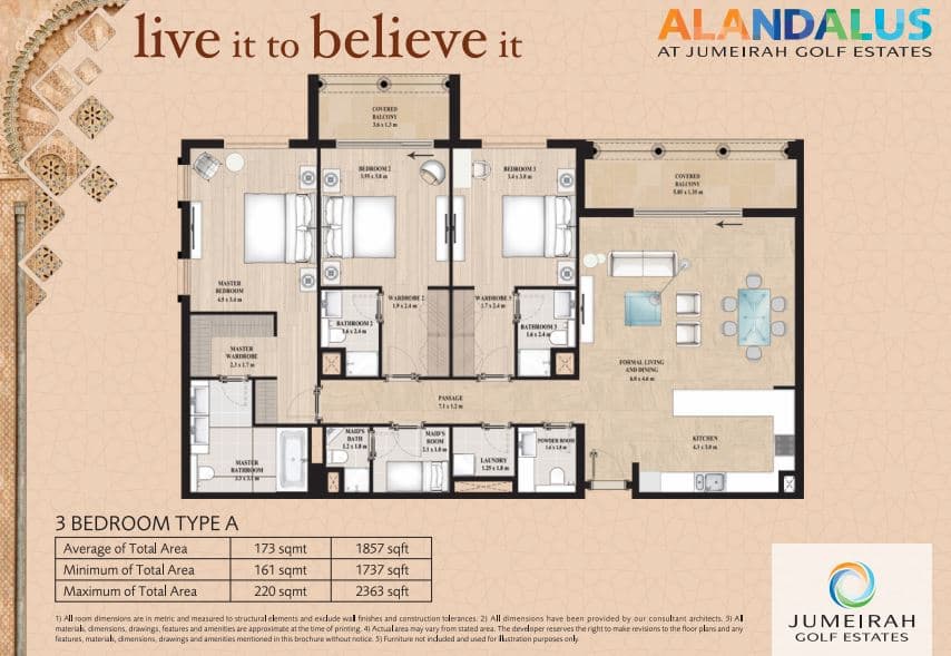 Alandalus, 3-Bed Floor Plan, type: 3 Bedroom