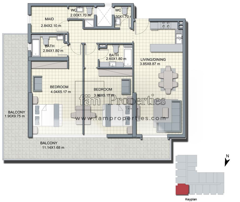 Alcove, 2-Bed Floor Plan, type: First Floor Type B1 - 2BR