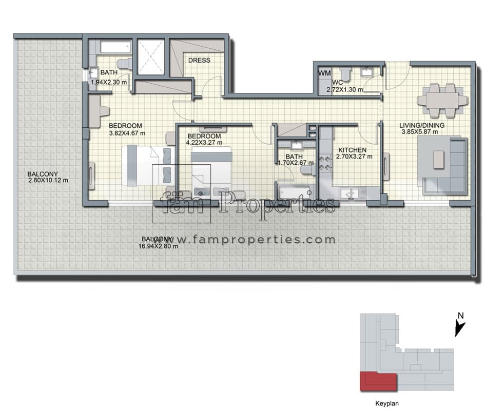 Alcove, 2-Bed Floor Plan, type: Fourth Floor Type B4-2BR + store