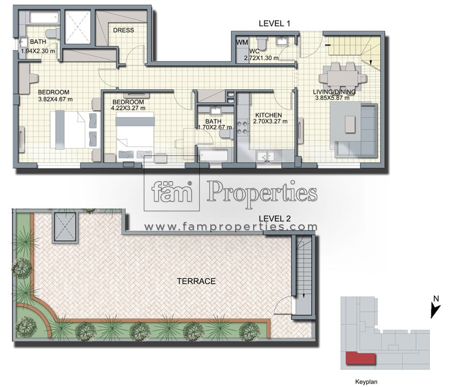 Alcove, 2-Bed Floor Plan, type: Fifth Floor Type B4 - 2BR + store